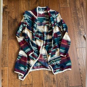 Lucky Brand Aztec-Southwestern Draped Sweater Cardigan XS